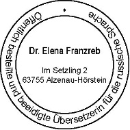 Dr. Elena Franzreb, Übersetzerin Deutsch ⇔ Russisch